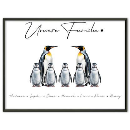 Familienposter Pinguin Familienporträt Geschenk für Oma Opa Mama Papa
