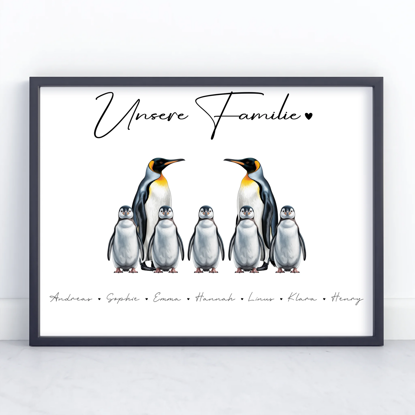 Familienposter Pinguin Familienporträt Geschenk für Oma Opa Mama Papa