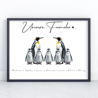 Familienposter Pinguin Familienporträt Geschenk für Oma Opa Mama Papa