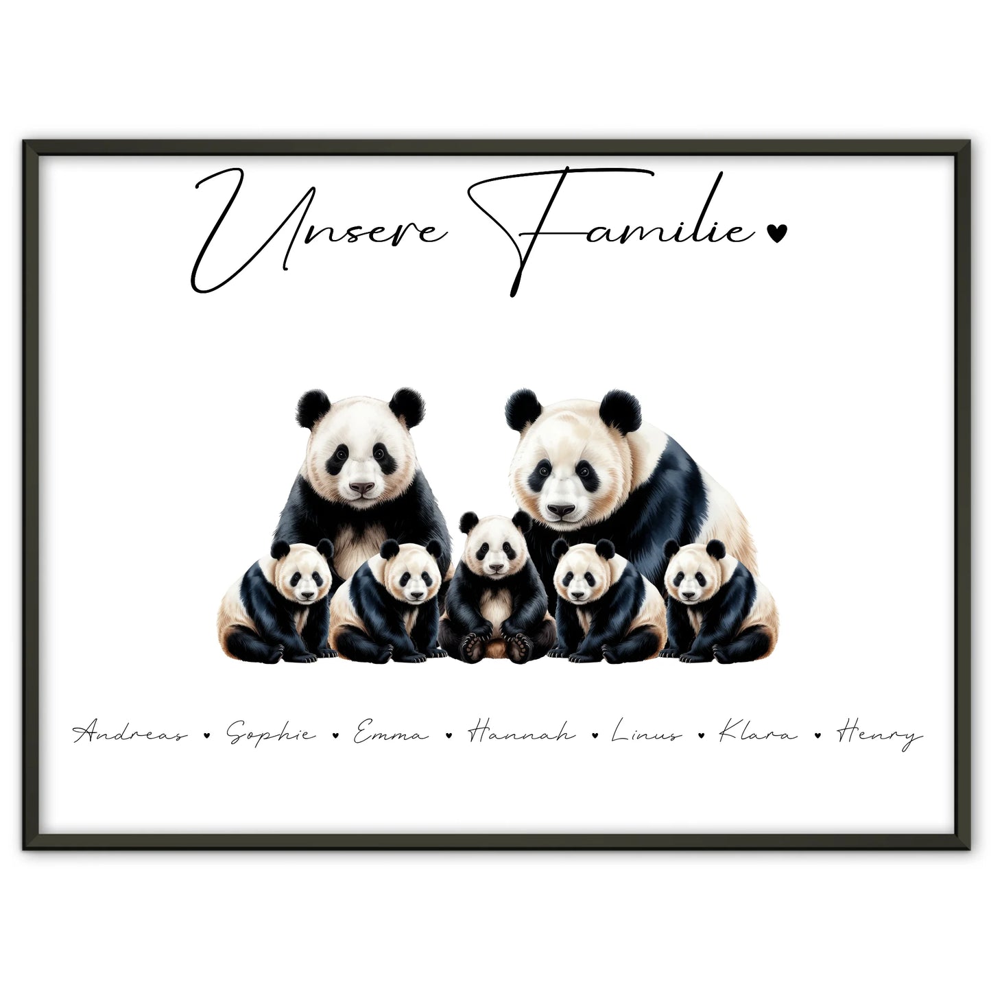 Familien Poster Panda Familienporträt Geschenk für Papa Mama Oma Opa