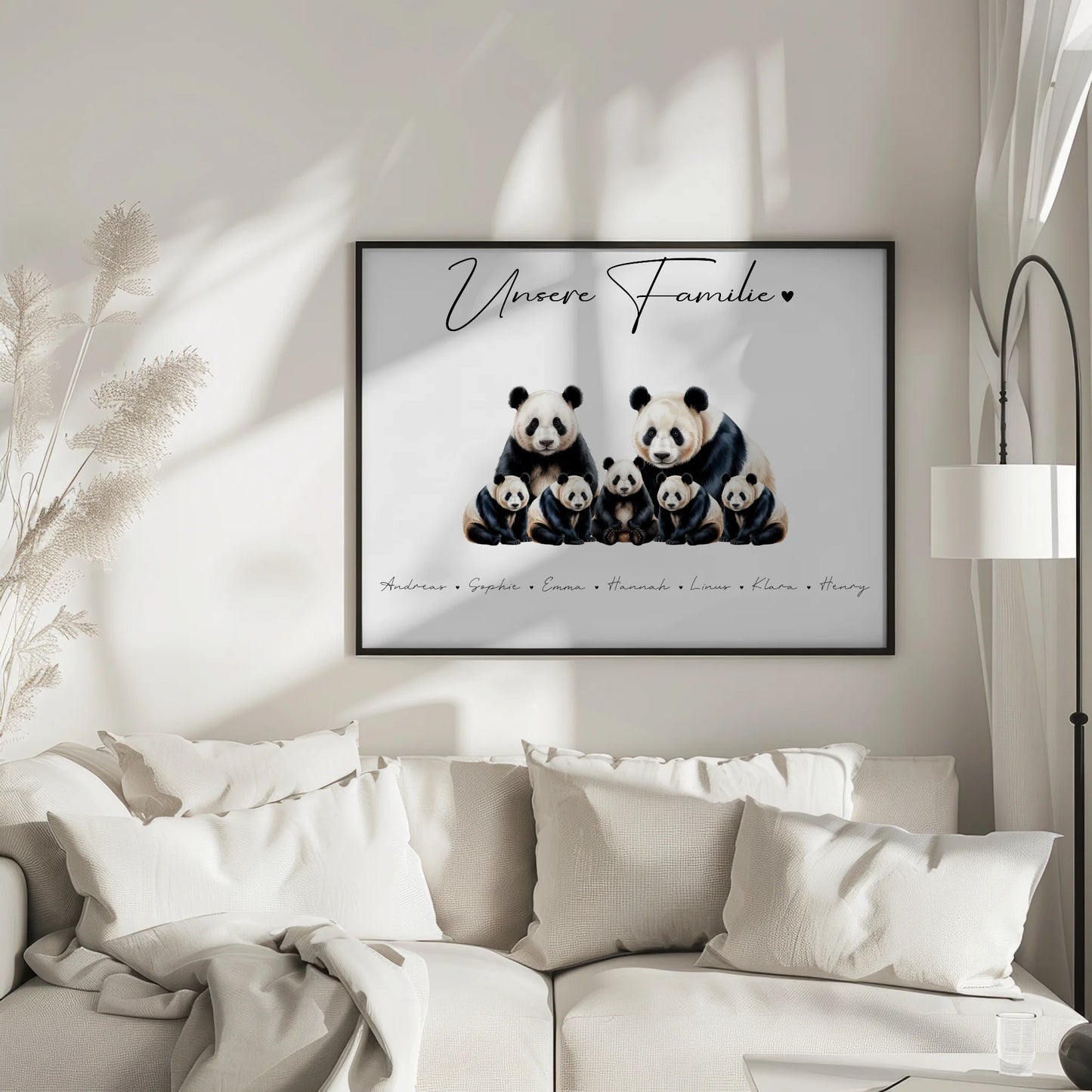 Familien Poster Panda Familienporträt Geschenk für Papa Mama Oma Opa