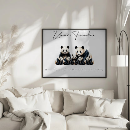 Familien Poster Panda Familienporträt Geschenk für Papa Mama Oma Opa