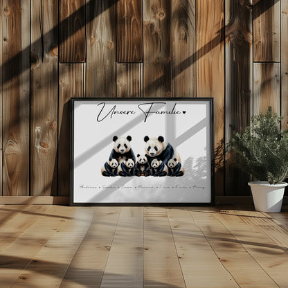 Familien Poster Panda Familienporträt Geschenk für Papa Mama Oma Opa