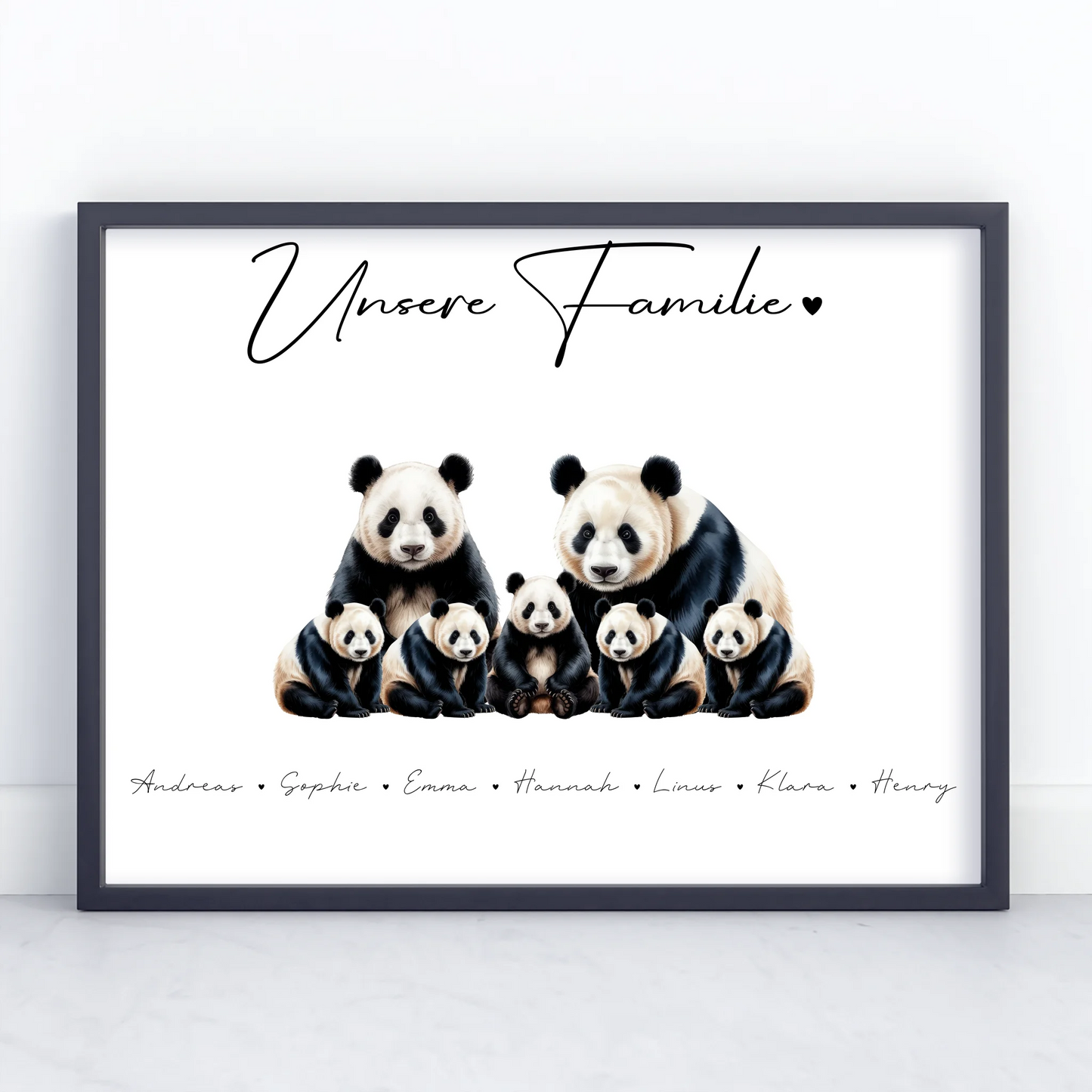 Familien Poster Panda Familienporträt Geschenk für Papa Mama Oma Opa