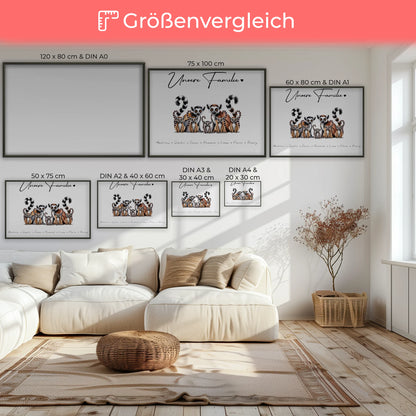 Familie Personalisiert Poster Lemur Familienporträt Geschenk für Mama Papa Oma Opa