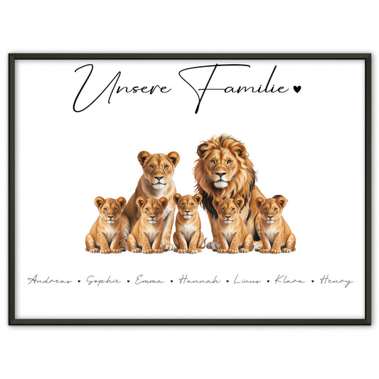 Familienposter Gestalten Löwen Familienporträt Geschenk für Oma Opa Mama Papa