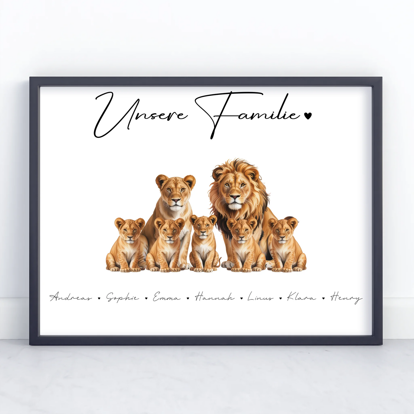 Familienposter Gestalten Löwen Familienporträt Geschenk für Oma Opa Mama Papa