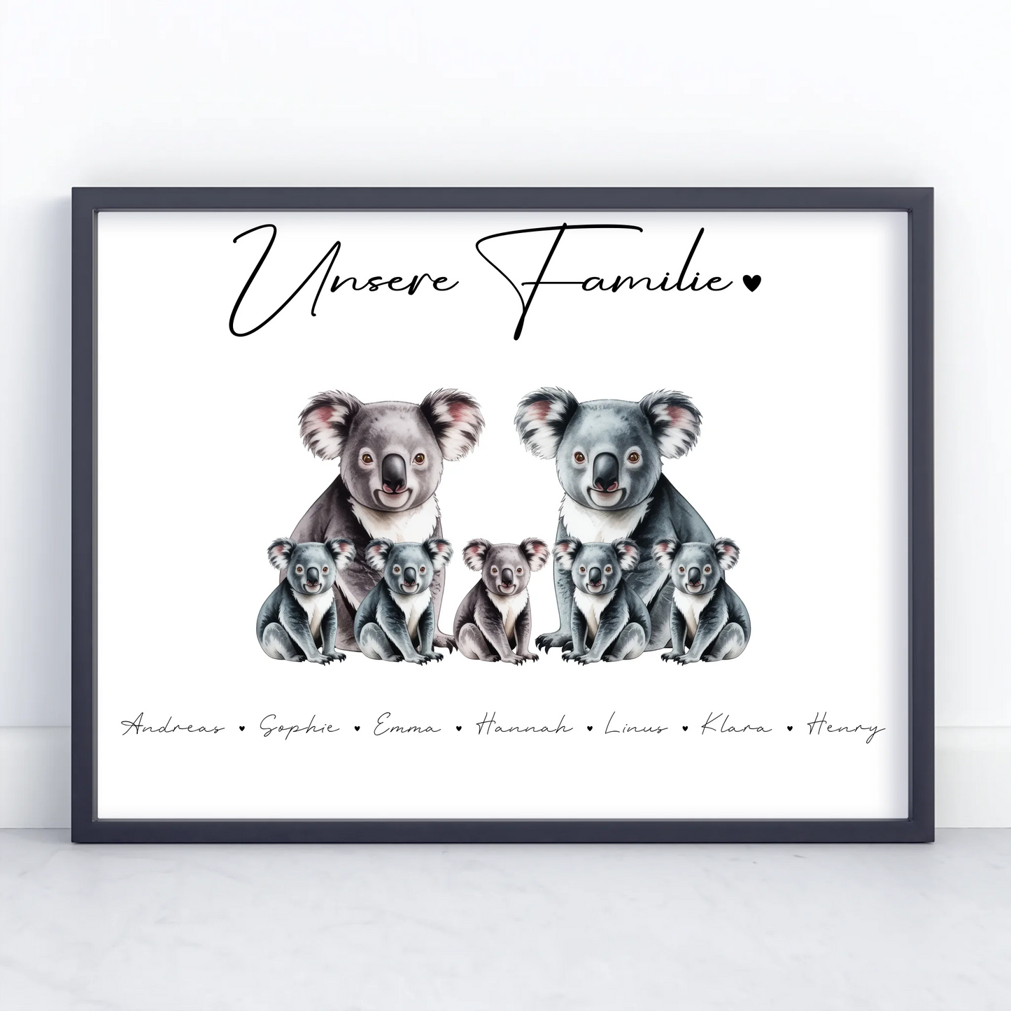 Personalisierte Poster Familie Koala Familienporträt Geschenk für Papa Mama Oma Opa