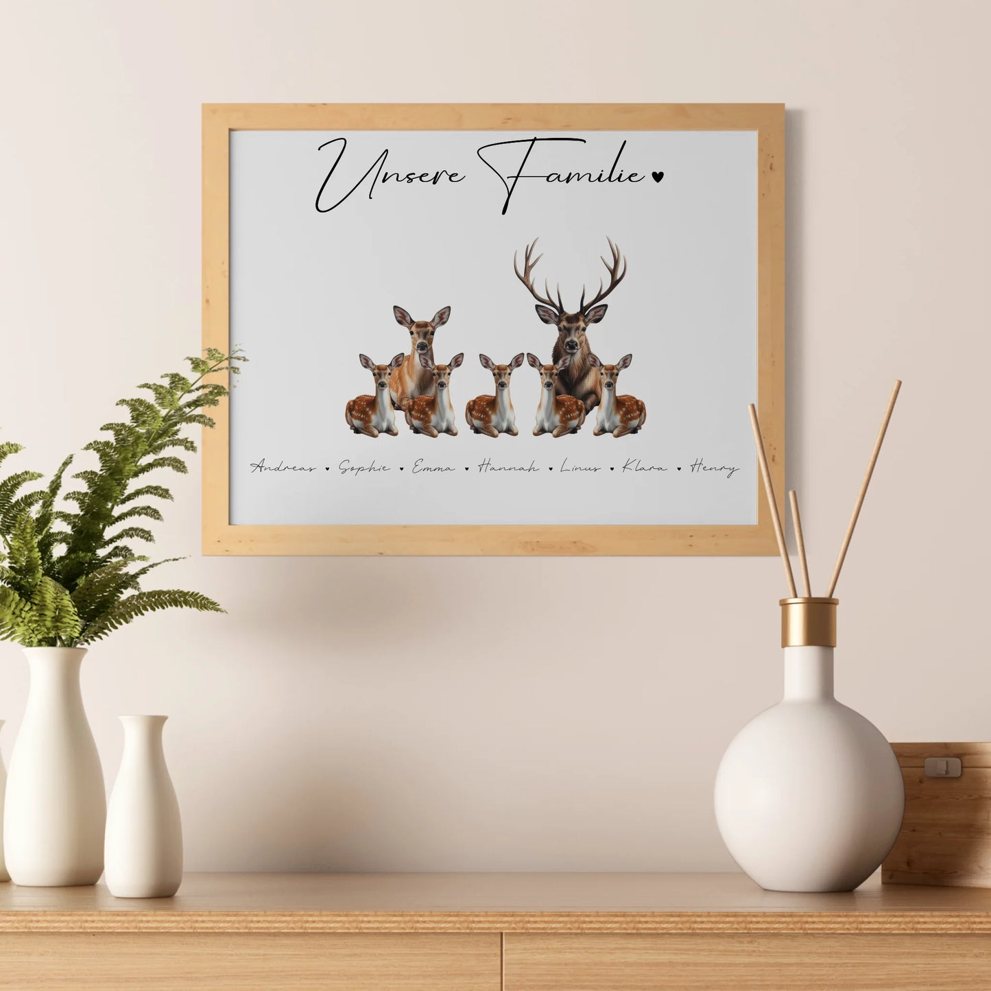 Poster Familienbild Personalisiert Mit Vorschau Reh Familienporträt Geschenk für Mama Papa Oma Opa