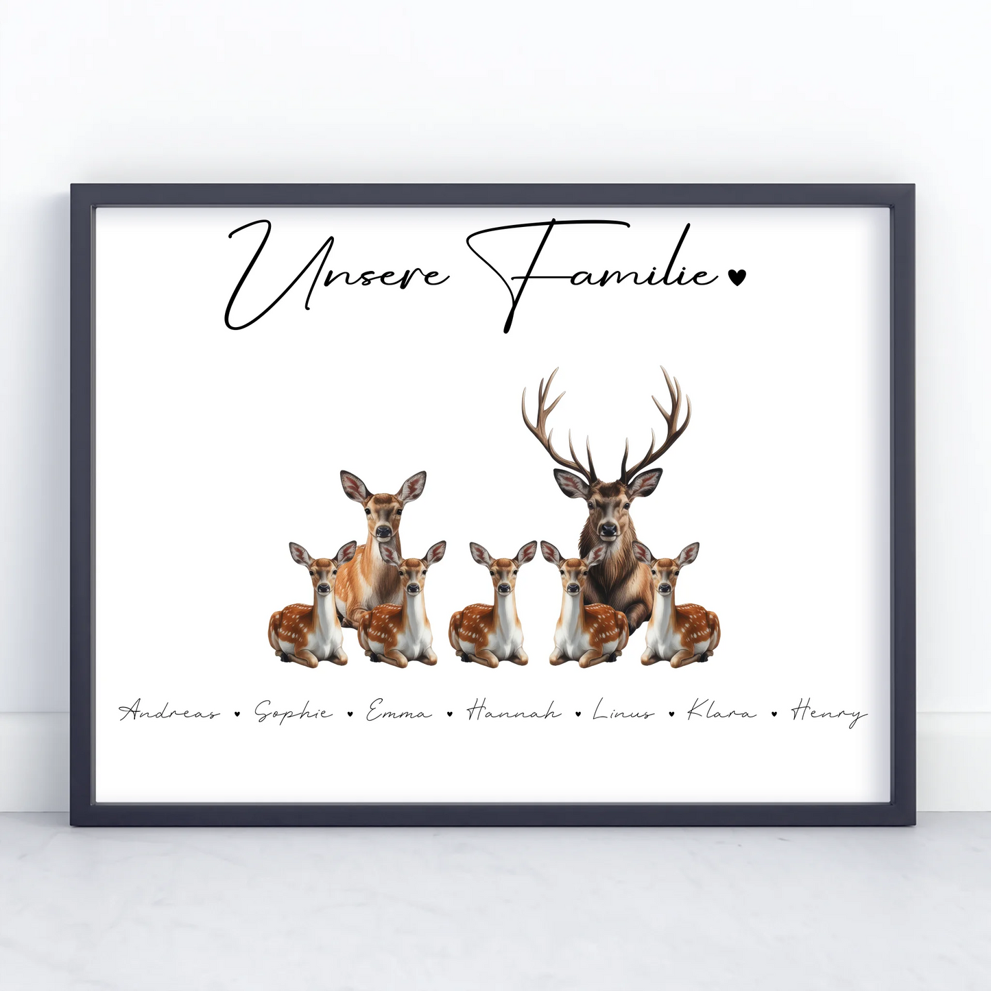Poster Familienbild Personalisiert Mit Vorschau Reh Familienporträt Geschenk für Mama Papa Oma Opa