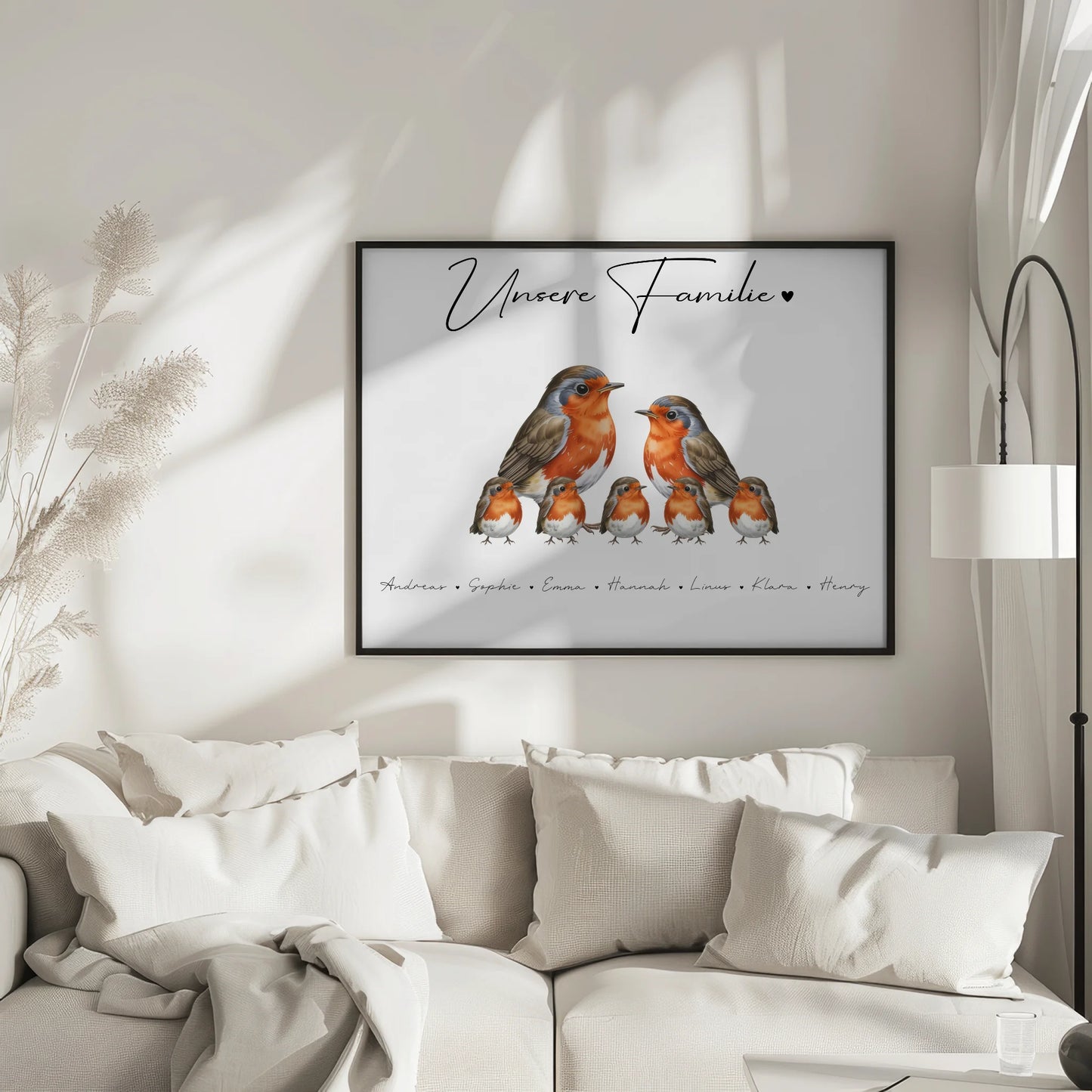 Poster Sprüche Familie Rotkehlchen Familienporträt Geschenk für Oma Opa Mama Papa
