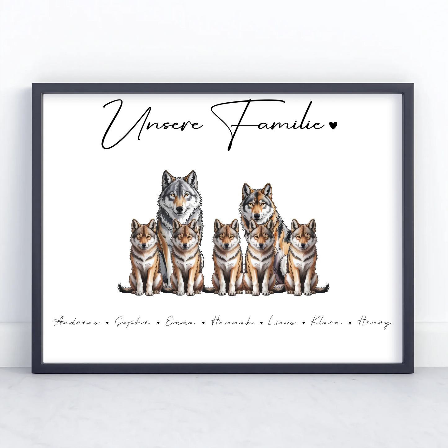 Familienposter Mit Namen Wolf Familienporträt Geschenk für Mama Papa Oma Opa