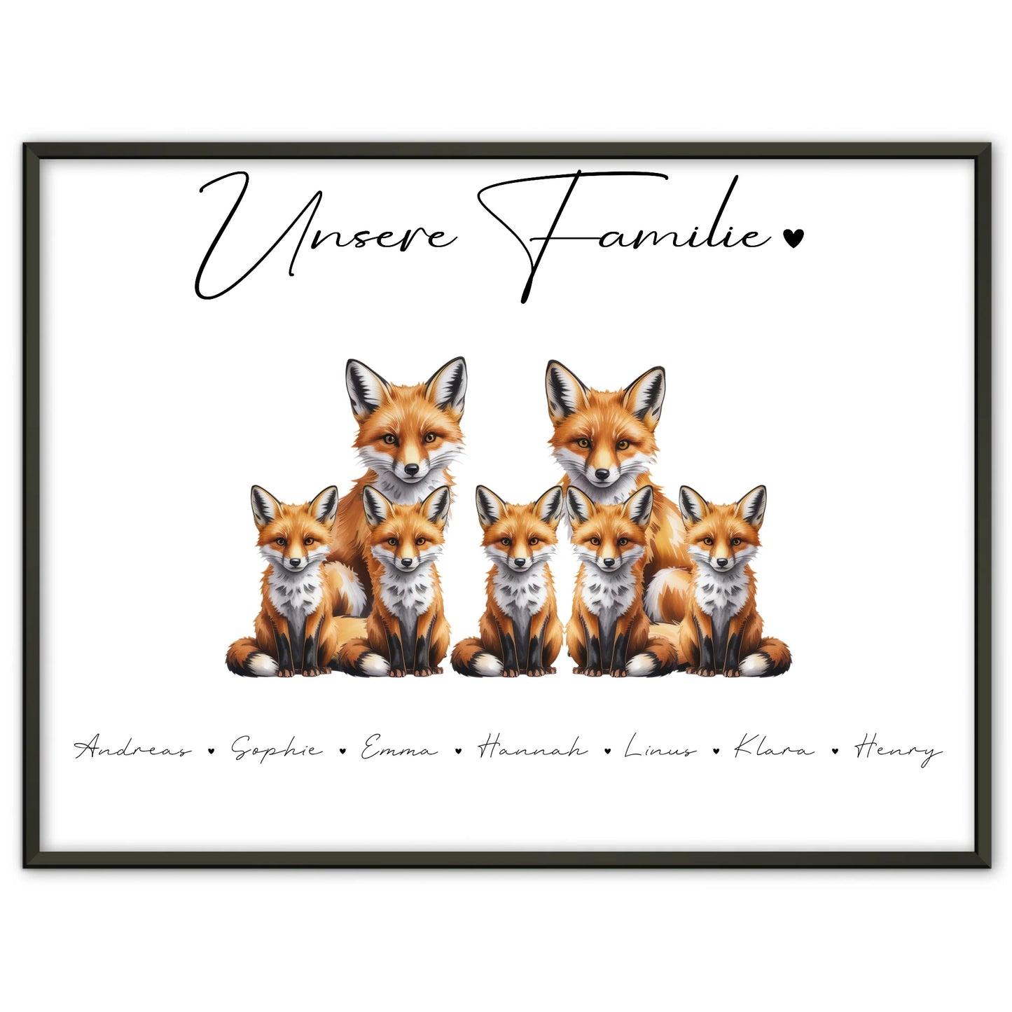 Poster Personalisiert Familie Fuchs Familienporträt Geschenk für Papa Mama Oma Opa