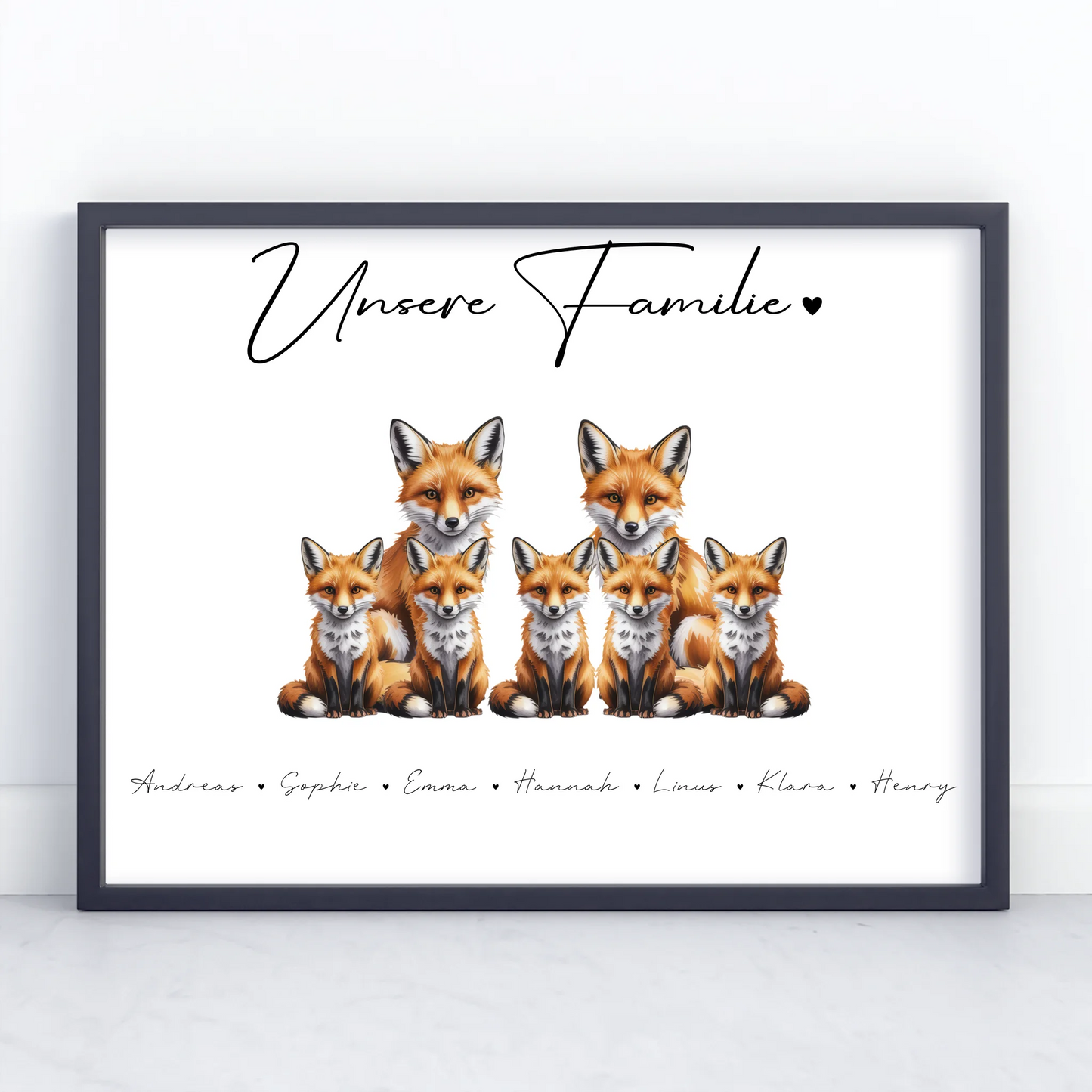 Poster Personalisiert Familie Fuchs Familienporträt Geschenk für Papa Mama Oma Opa