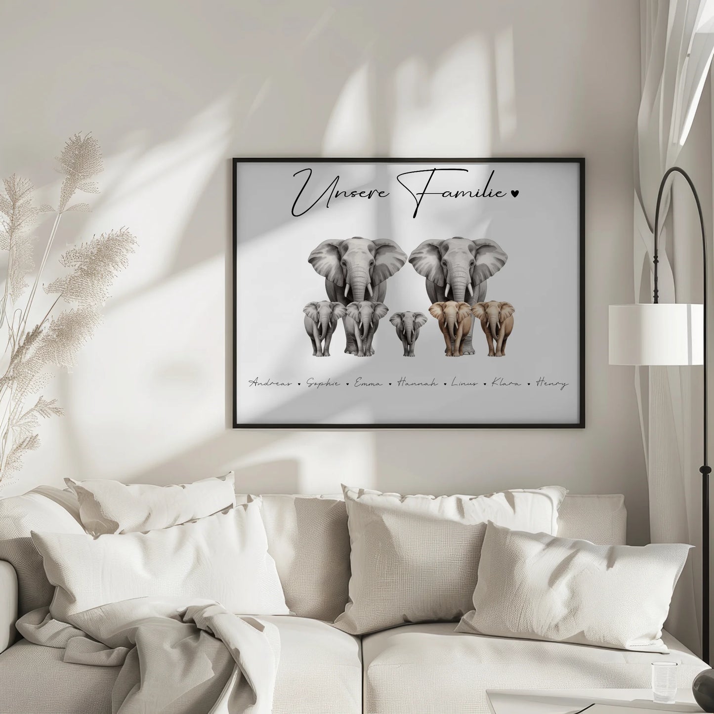 Familienposter Elefanten Familienporträt Geschenk für Oma Opa Mama Papa