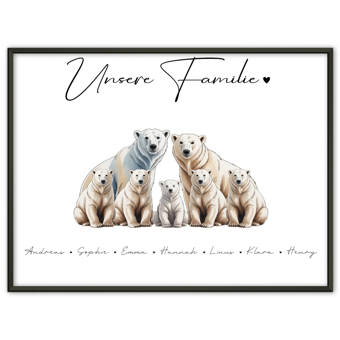 Poster Personalisiert Familie Eisbär Familienporträt Geschenk für Papa Mama Oma Opa