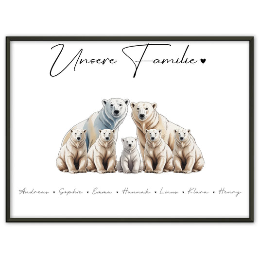 Poster Personalisiert Familie Eisbär Familienporträt Geschenk für Papa Mama Oma Opa