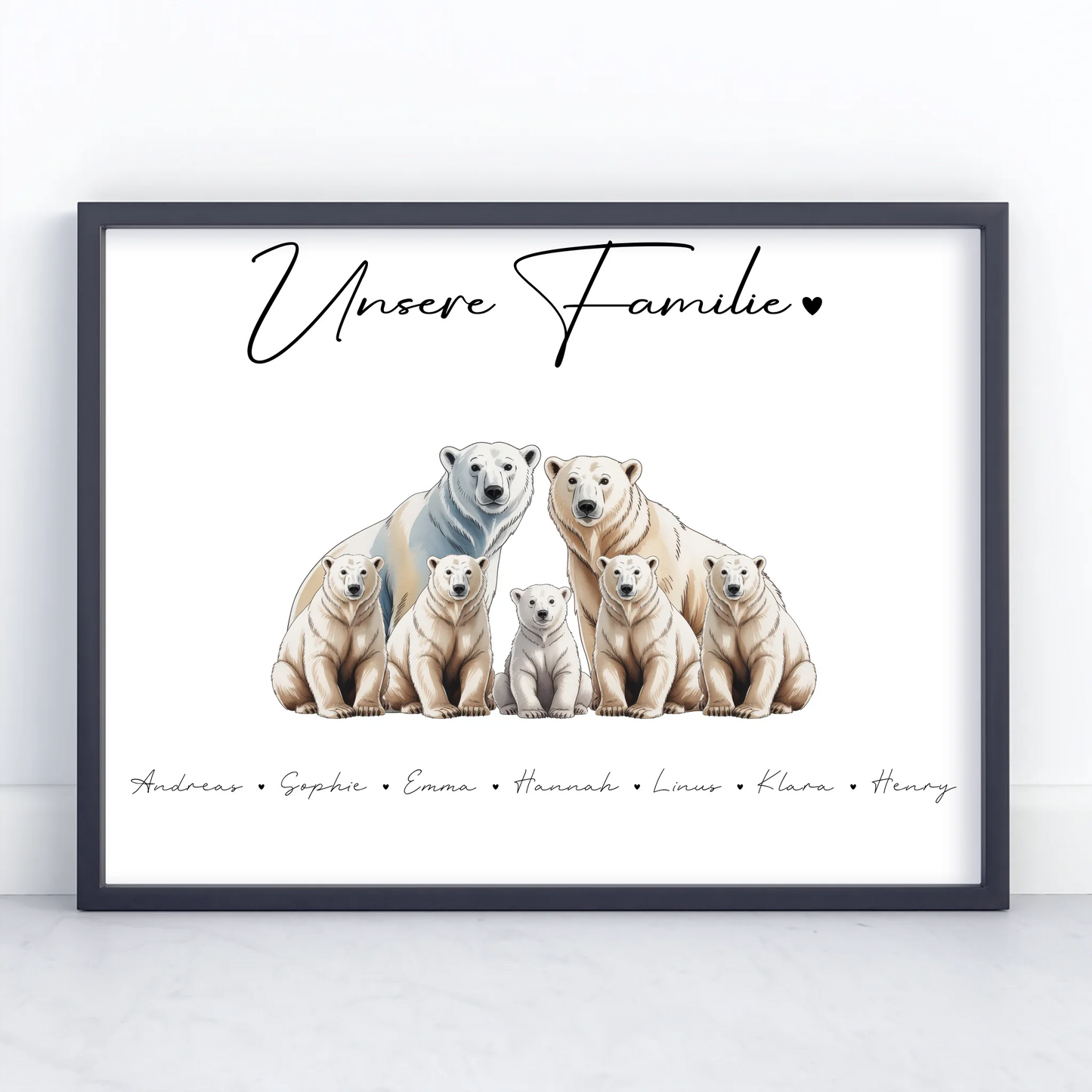 Poster Personalisiert Familie Eisbär Familienporträt Geschenk für Papa Mama Oma Opa