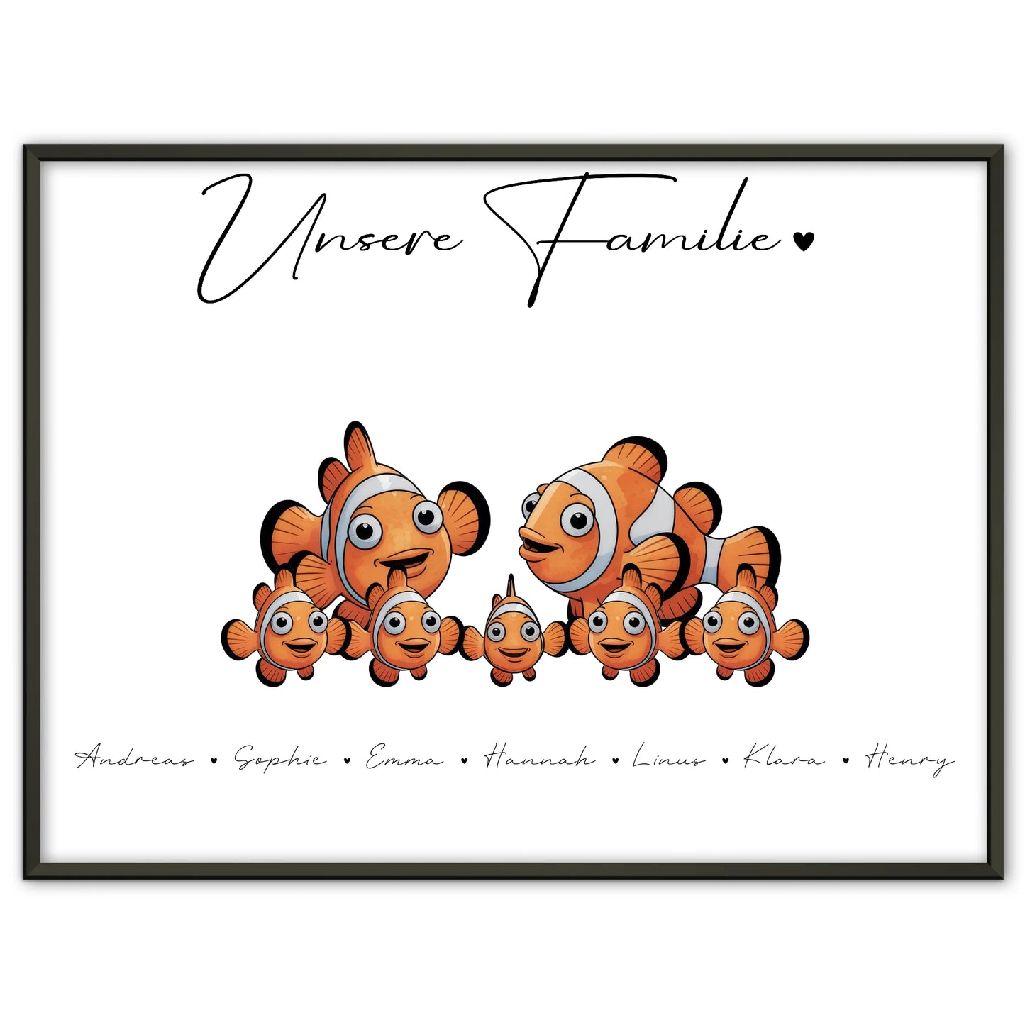 Poster Familie Namen Clownfisch Familienporträt Geschenk für Mama Papa Oma Opa
