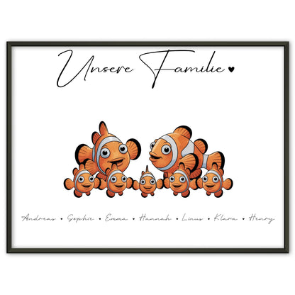 Poster Familie Namen Clownfisch Familienporträt Geschenk für Mama Papa Oma Opa