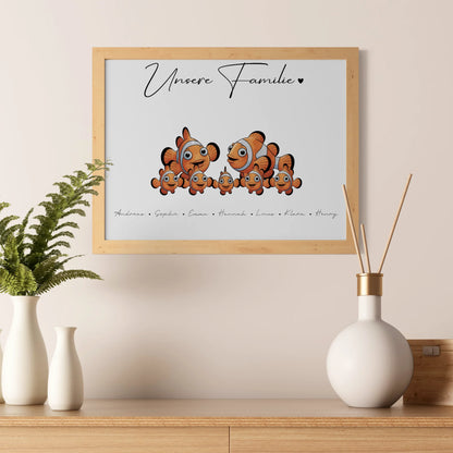 Poster Familie Namen Clownfisch Familienporträt Geschenk für Mama Papa Oma Opa