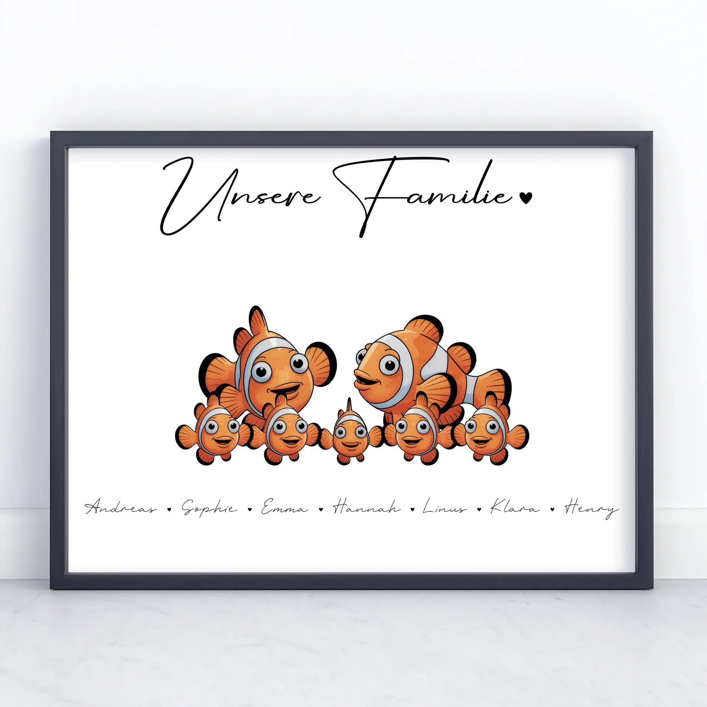 Poster Familie Namen Clownfisch Familienporträt Geschenk für Mama Papa Oma Opa