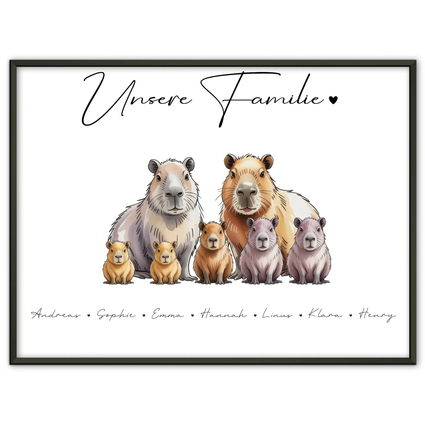 Familienposter Mit Namen Capybara Familienporträt Geschenk für Oma Opa Mama Papa