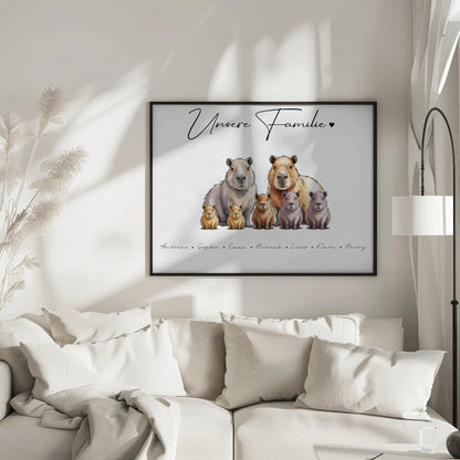 Familienposter Mit Namen Capybara Familienporträt Geschenk für Oma Opa Mama Papa