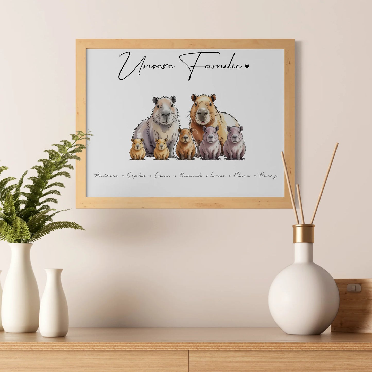 Familienposter Mit Namen Capybara Familienporträt Geschenk für Oma Opa Mama Papa