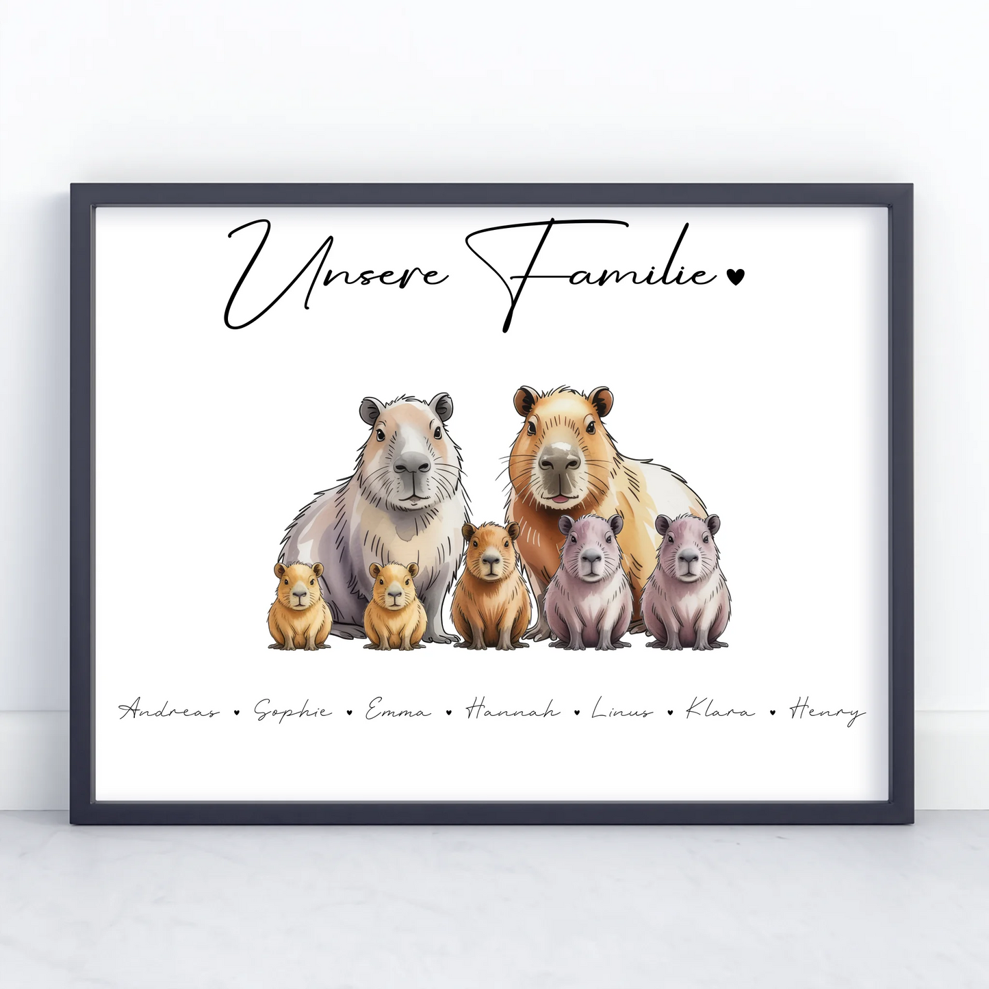 Familienposter Mit Namen Capybara Familienporträt Geschenk für Oma Opa Mama Papa