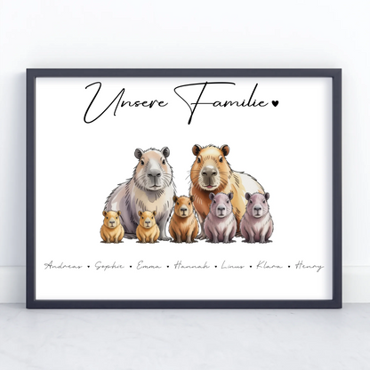 Familienposter Mit Namen Capybara Familienporträt Geschenk für Oma Opa Mama Papa