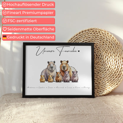 Familienposter Mit Namen Capybara Familienporträt Geschenk für Oma Opa Mama Papa