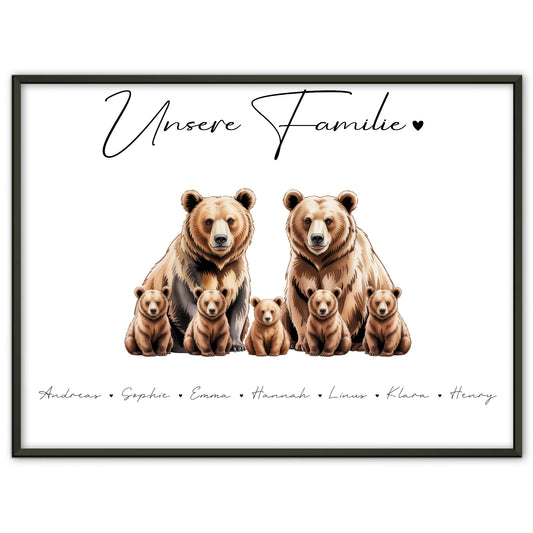 Poster Sprüche Familie Bären Familienporträt Geschenk für Papa Mama Oma Opa