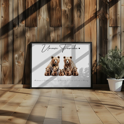 Poster Sprüche Familie Bären Familienporträt Geschenk für Papa Mama Oma Opa