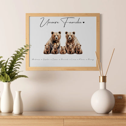 Poster Sprüche Familie Bären Familienporträt Geschenk für Papa Mama Oma Opa