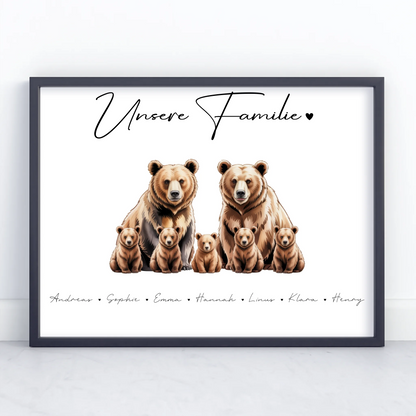 Poster Sprüche Familie Bären Familienporträt Geschenk für Papa Mama Oma Opa