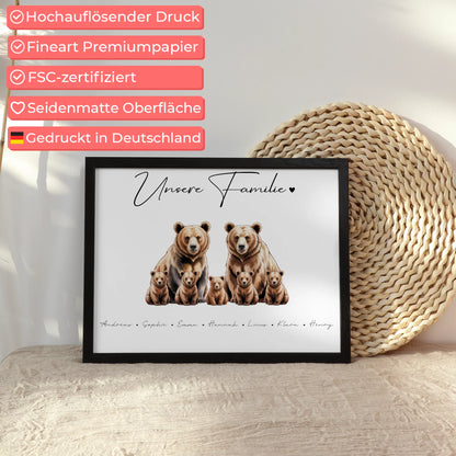 Poster Sprüche Familie Bären Familienporträt Geschenk für Papa Mama Oma Opa