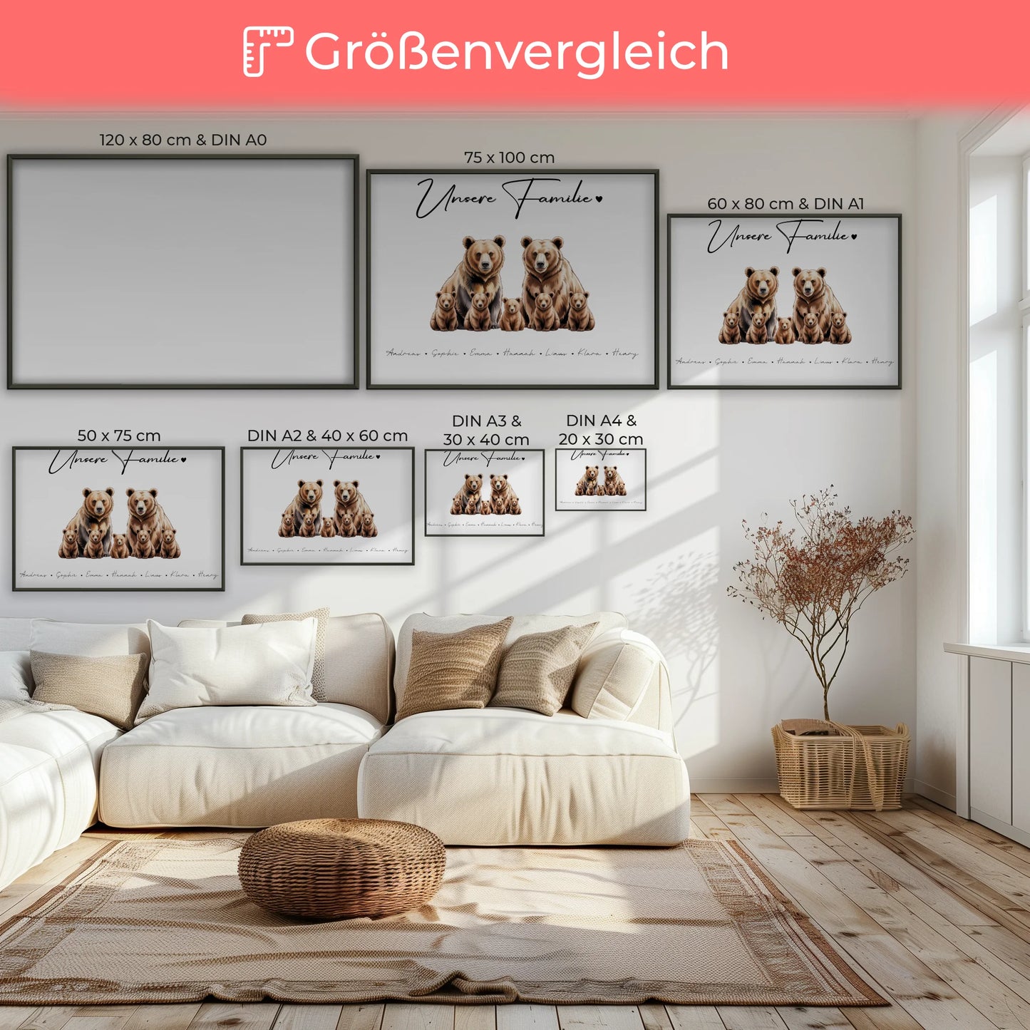 Poster Sprüche Familie Bären Familienporträt Geschenk für Papa Mama Oma Opa