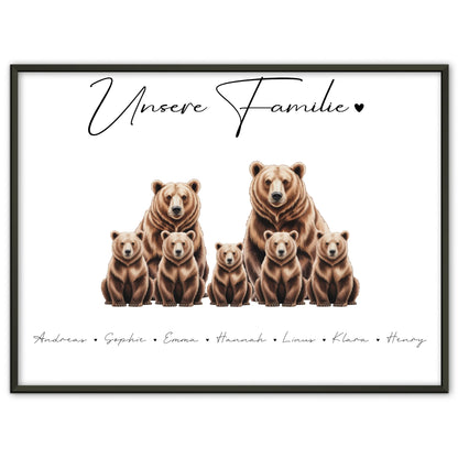 Familienposter Braunbären Familienporträt Geschenk für Mama Papa Oma Opa