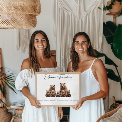 Familienposter Braunbären Familienporträt Geschenk für Mama Papa Oma Opa