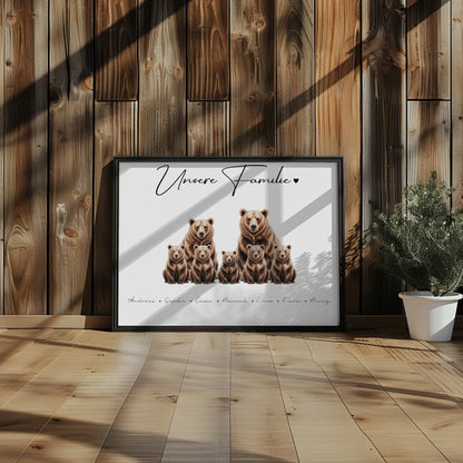 Familienposter Braunbären Familienporträt Geschenk für Mama Papa Oma Opa