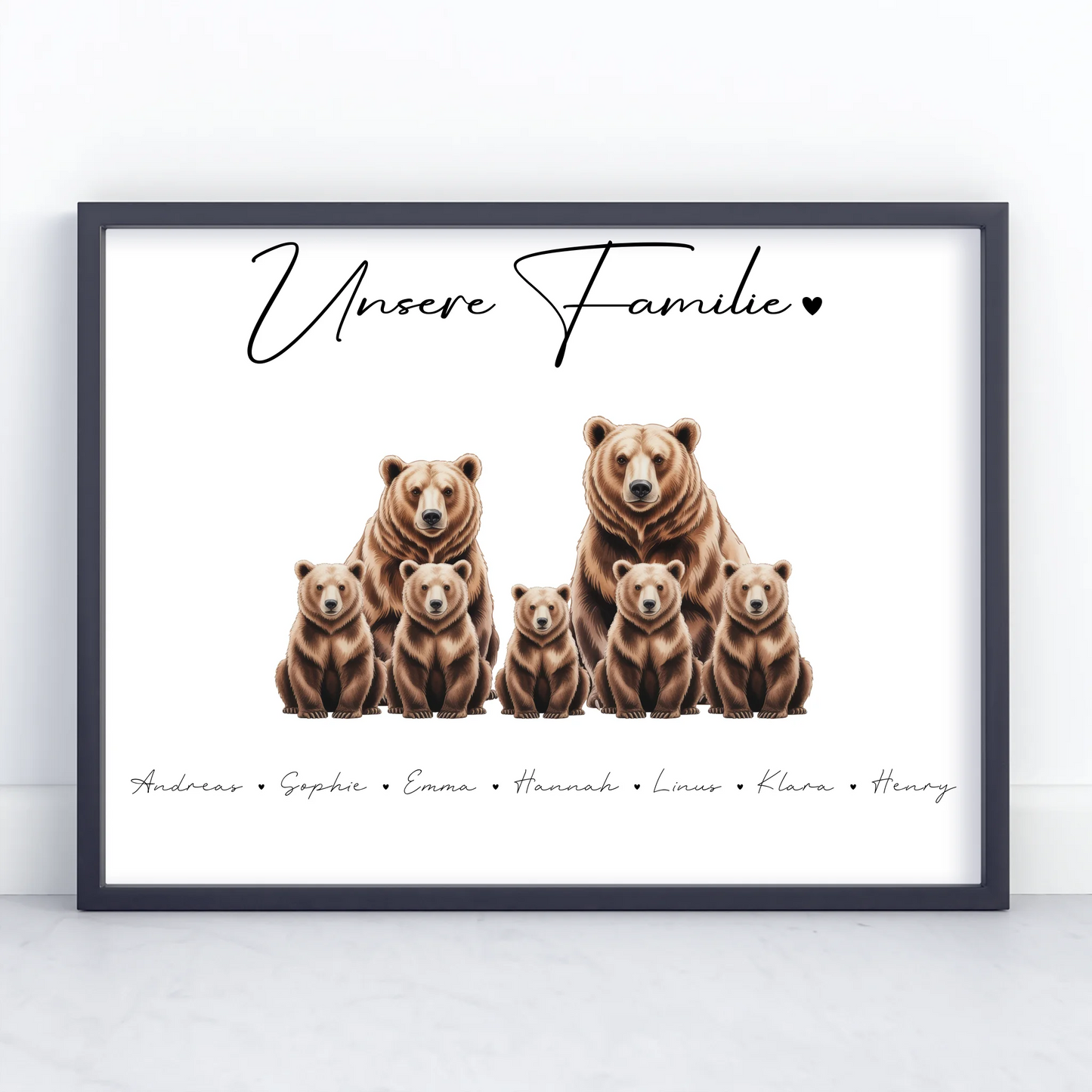 Familienposter Braunbären Familienporträt Geschenk für Mama Papa Oma Opa