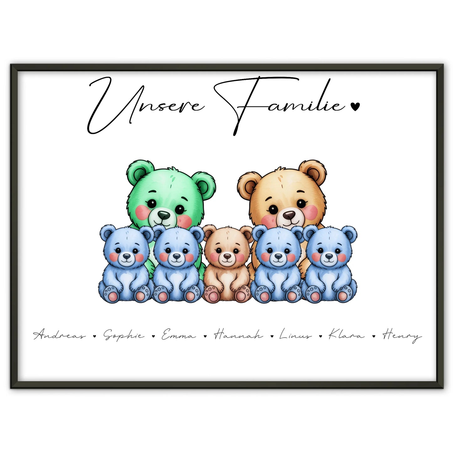 Poster Spruch Familie Bärchen Familienporträt Geschenk für Oma Opa Mama Papa