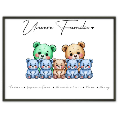 Poster Spruch Familie Bärchen Familienporträt Geschenk für Oma Opa Mama Papa