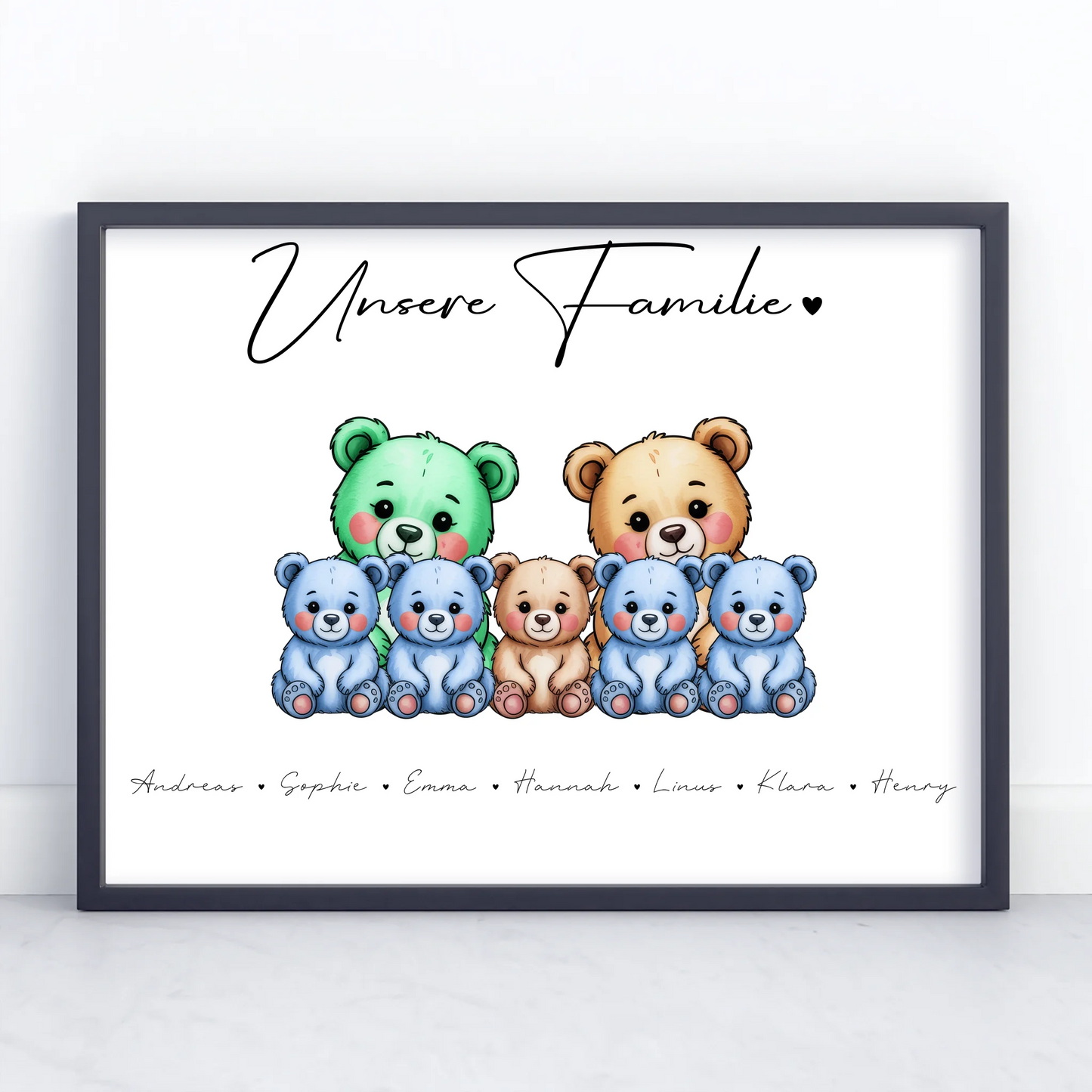 Poster Spruch Familie Bärchen Familienporträt Geschenk für Oma Opa Mama Papa