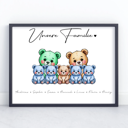 Poster Spruch Familie Bärchen Familienporträt Geschenk für Oma Opa Mama Papa