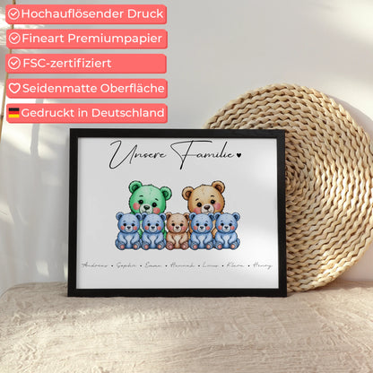 Poster Spruch Familie Bärchen Familienporträt Geschenk für Oma Opa Mama Papa