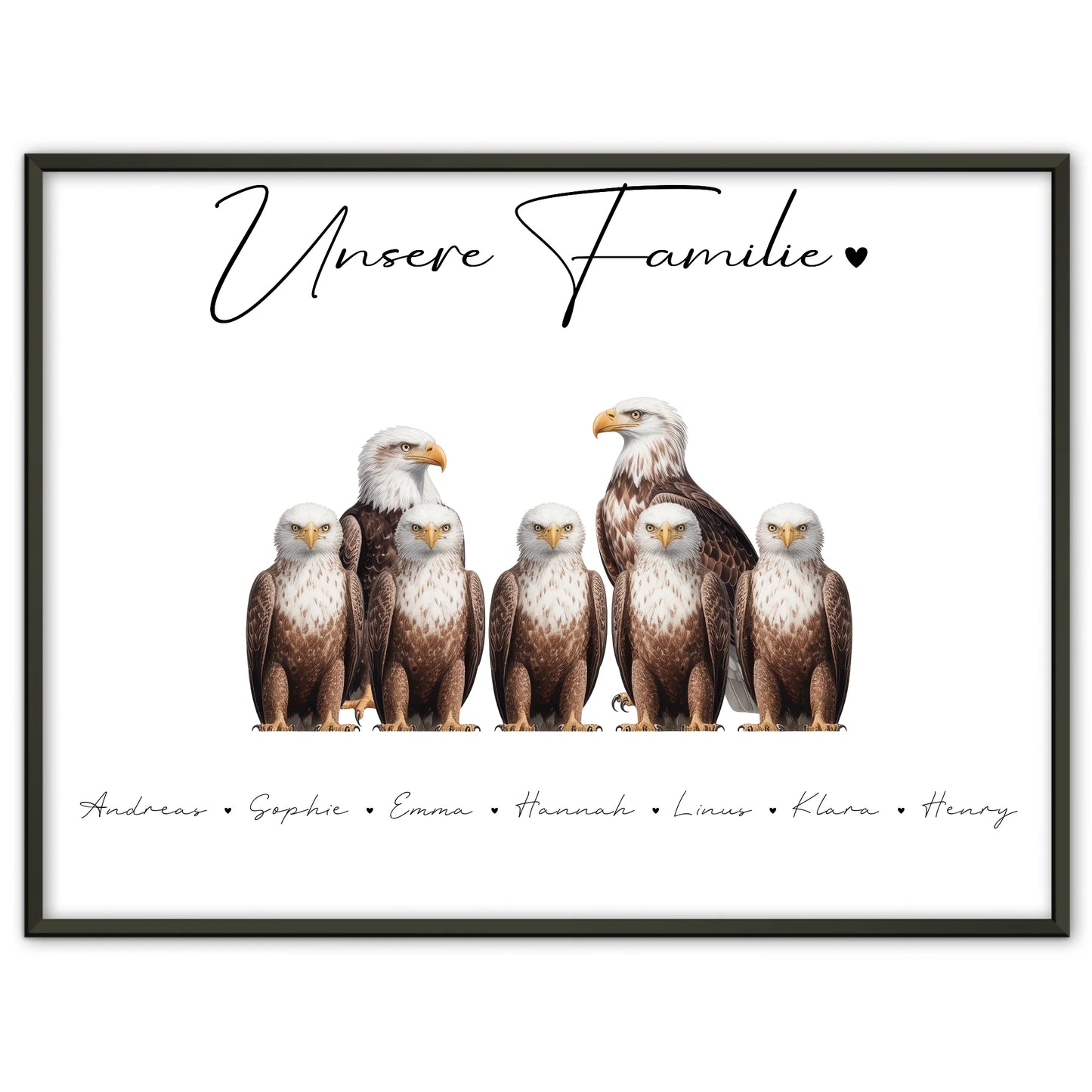 Personalisierte Familienposter Adler Familienporträt Geschenk für Mama Papa Oma Opa