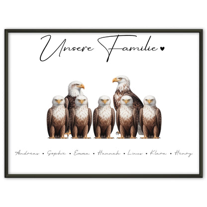 Personalisierte Familienposter Adler Familienporträt Geschenk für Mama Papa Oma Opa