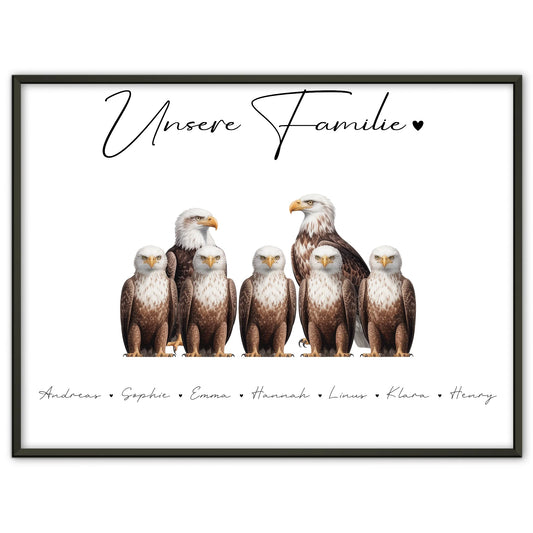 Personalisierte Familienposter Adler Familienporträt Geschenk für Mama Papa Oma Opa